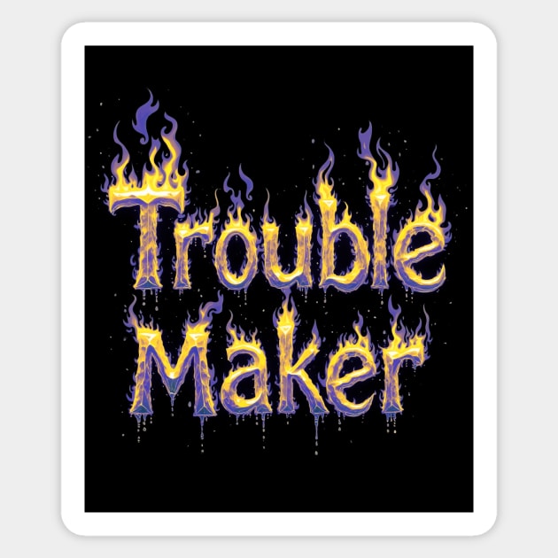 Trouble Maker (yellow purple) Sticker by CreativeSage